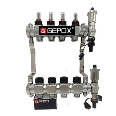 Rozdzielacz 4 nierdzewny do podłogówki GEPOX PL GEP-PRO-4N